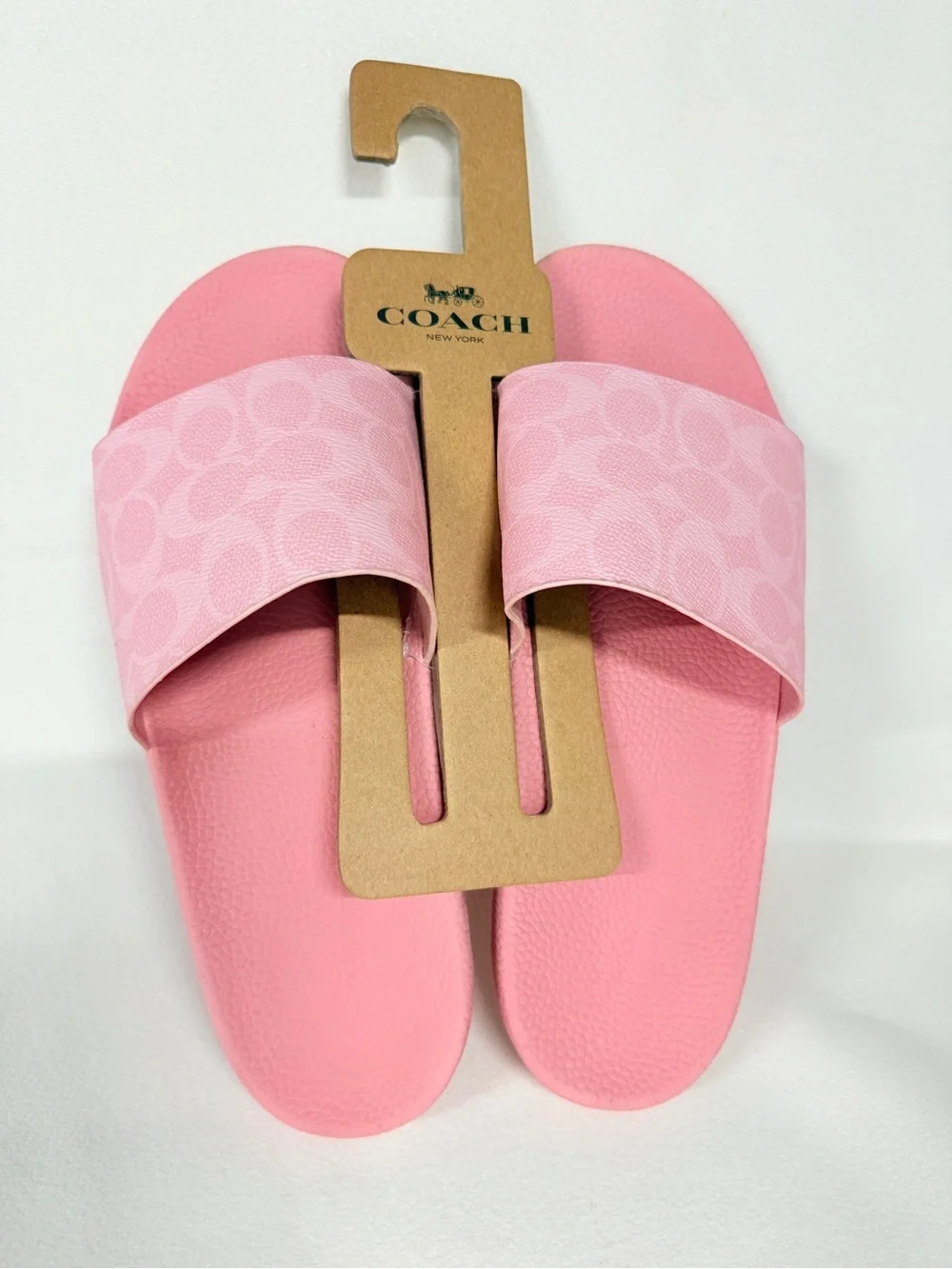 New Coach women Udele Sport Slide Signature Canvas CAR28 Powder Pink US 11